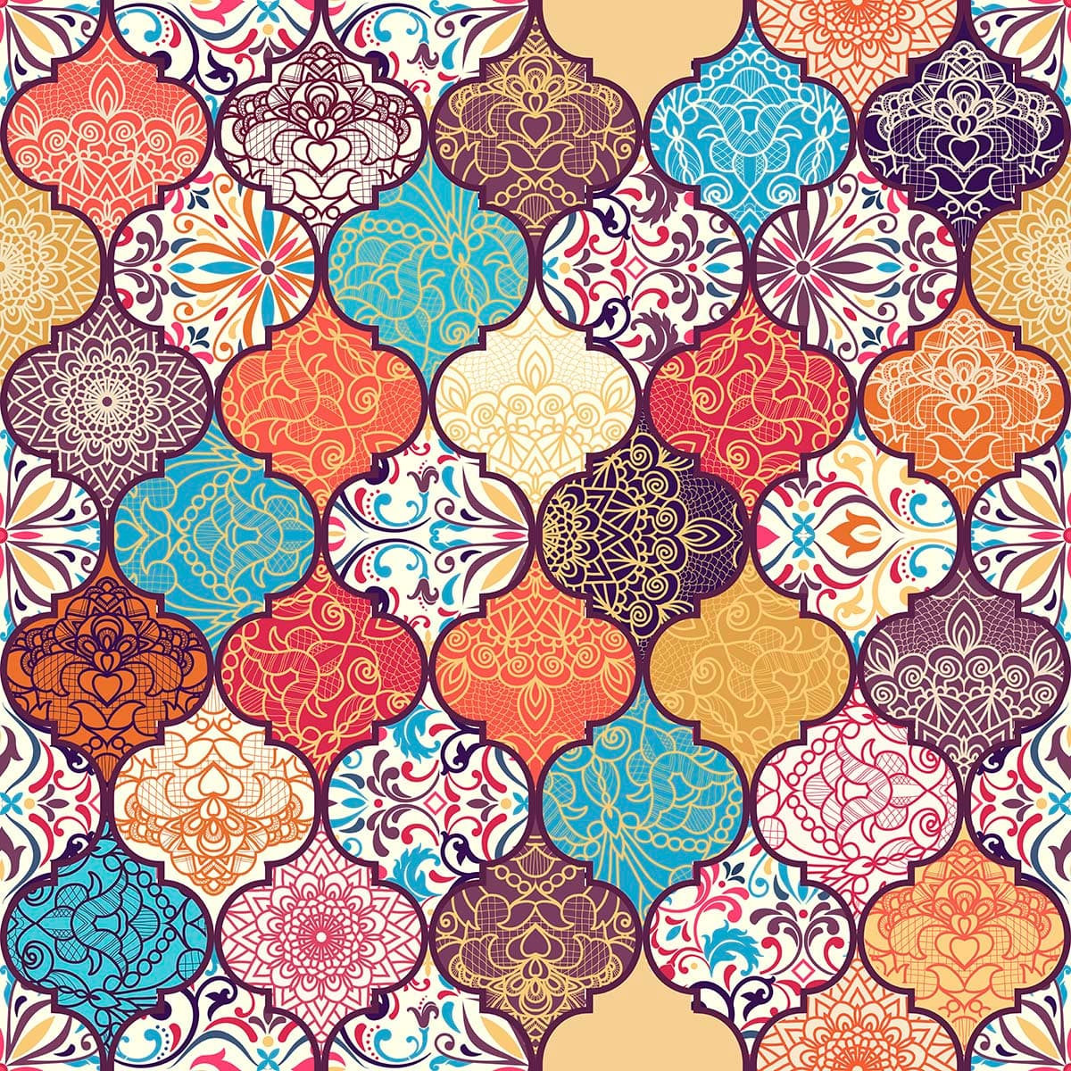 Vibrant Moroccan Tile Wallpaper pattern detail
