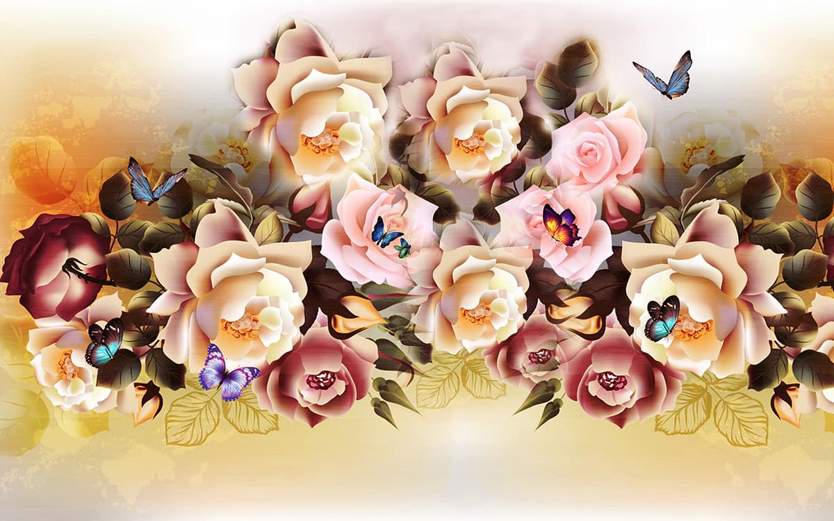 Beautiful 3D Effect Rose Wallpaper pattern detail