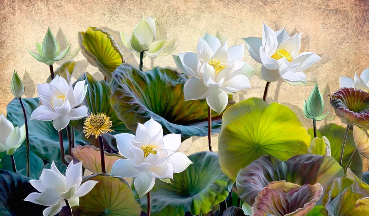 A close up of flowers and leaves pattern detail