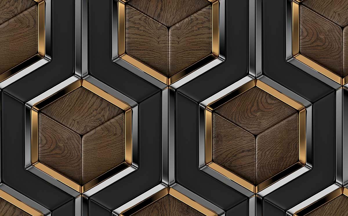 A close up of a wood and metal surface pattern detail