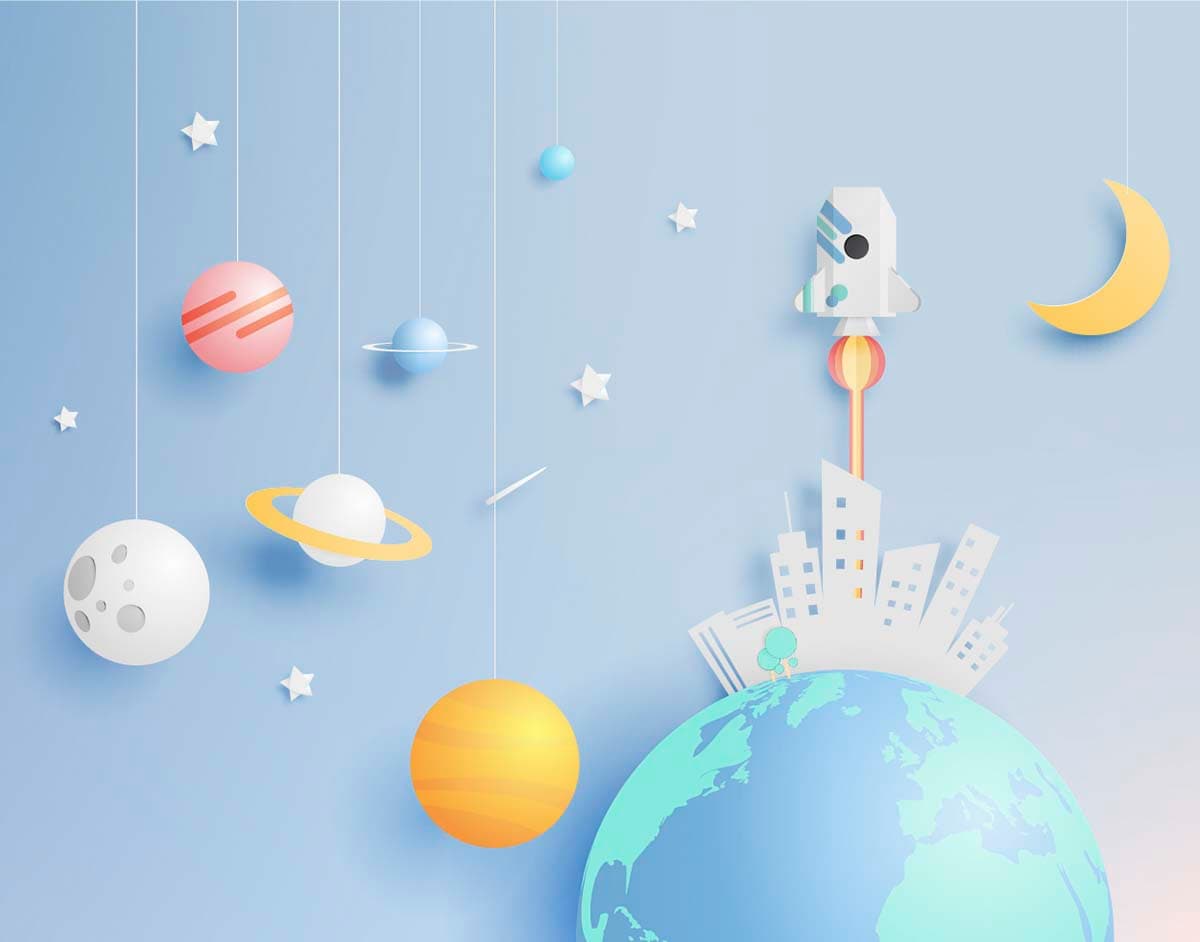 Scandinavian Galaxy Kids Wallpaper pattern detail