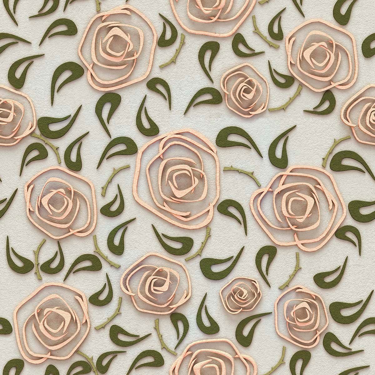A Wallpaper Mural of Flowers in Geometric Pattern pattern detail