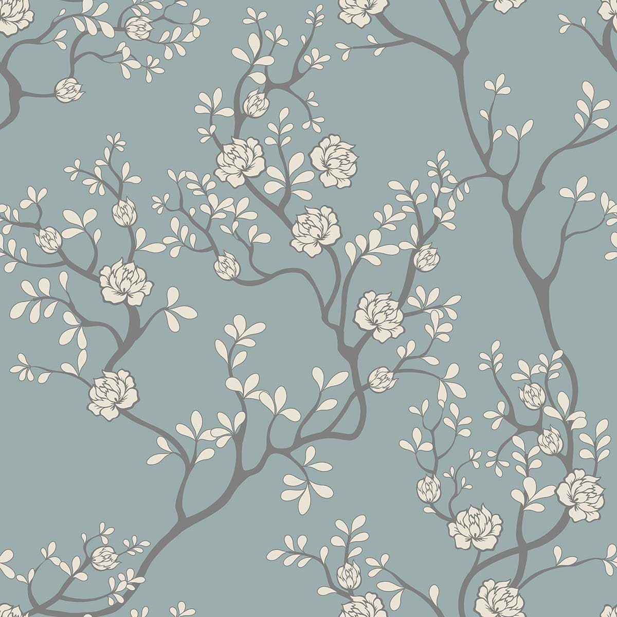 A pattern of white flowers on a blue background pattern detail