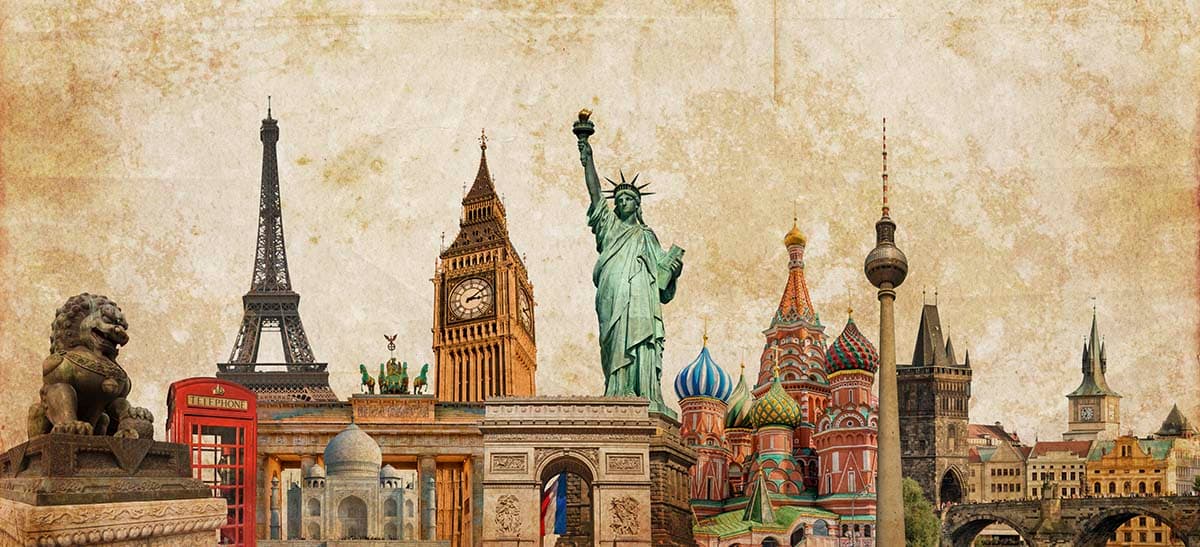 Classic Architecture Statue Liberty Clock Tower Wallpaper pattern detail