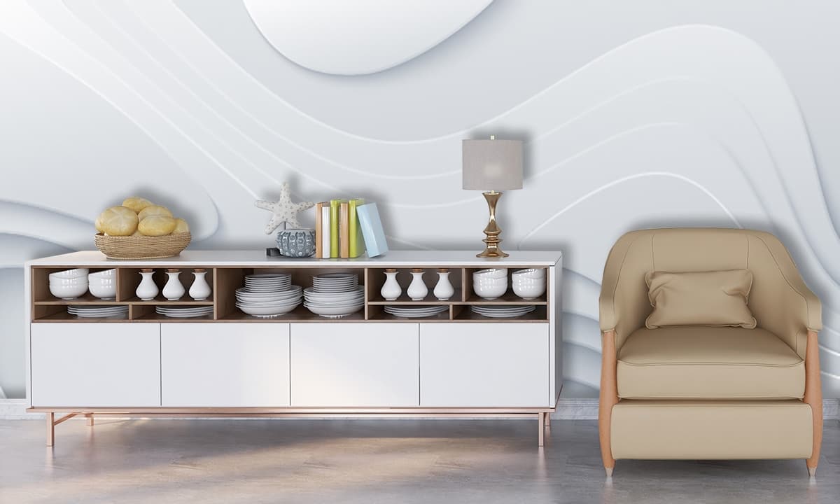 A white background with white lines shown in a room