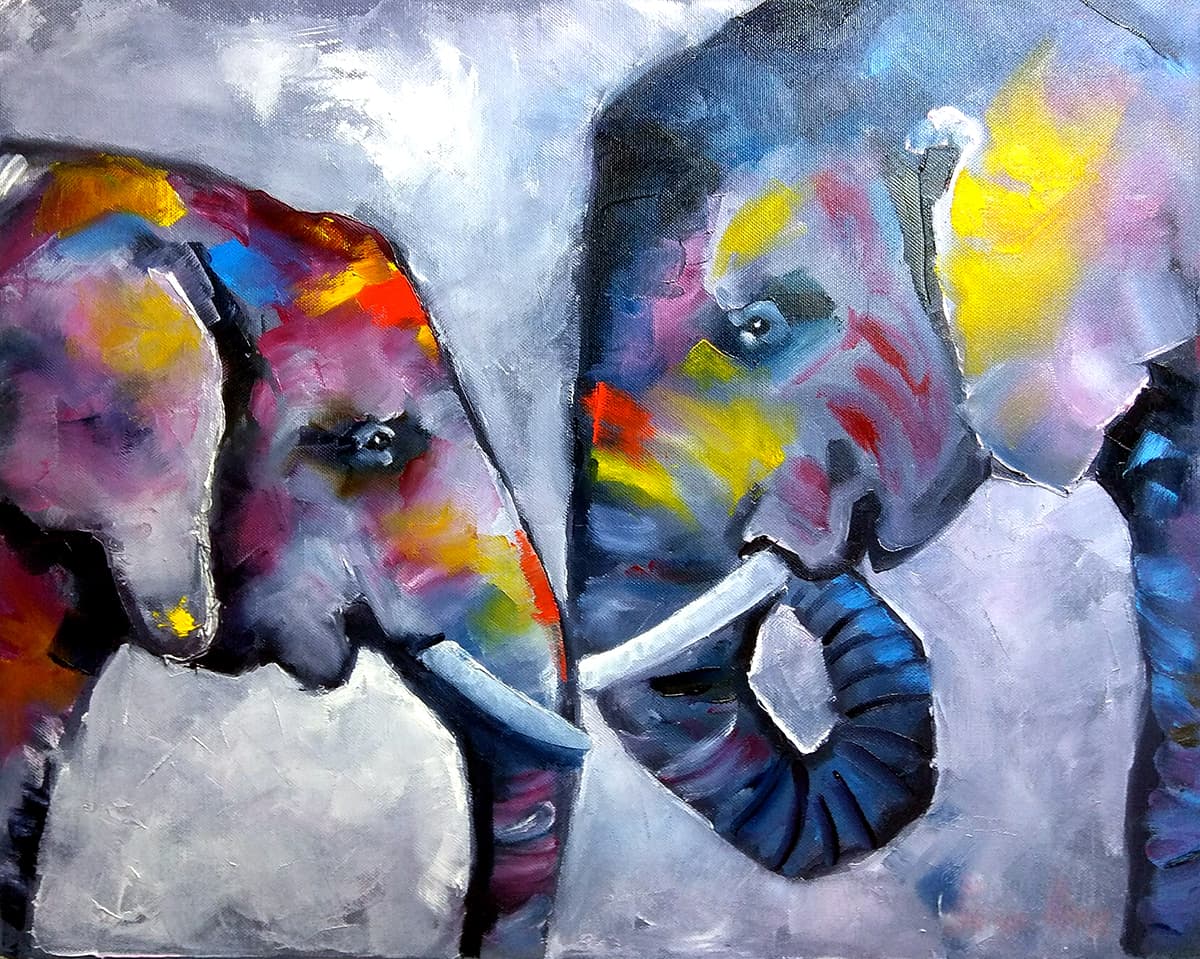 Elephant Wallpaper for Walls, Elephant Painting pattern detail