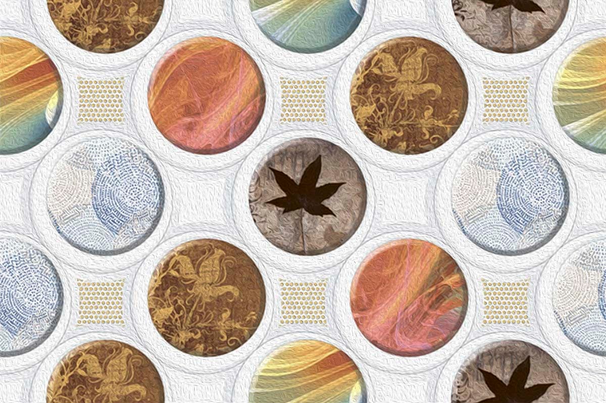 A pattern of circles with different colors and patterns pattern detail