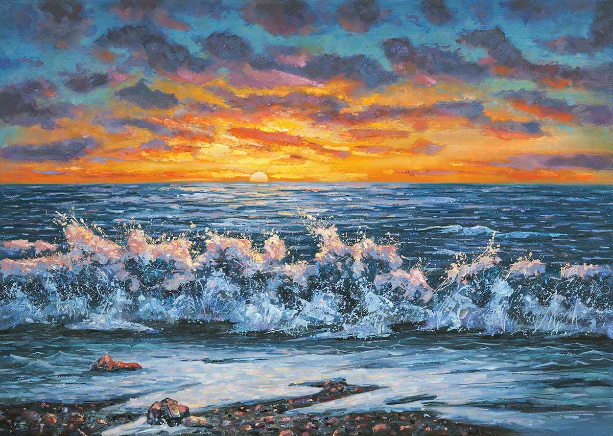 Ocean Waves Crashing on Beach Scenic Wallpaper pattern detail