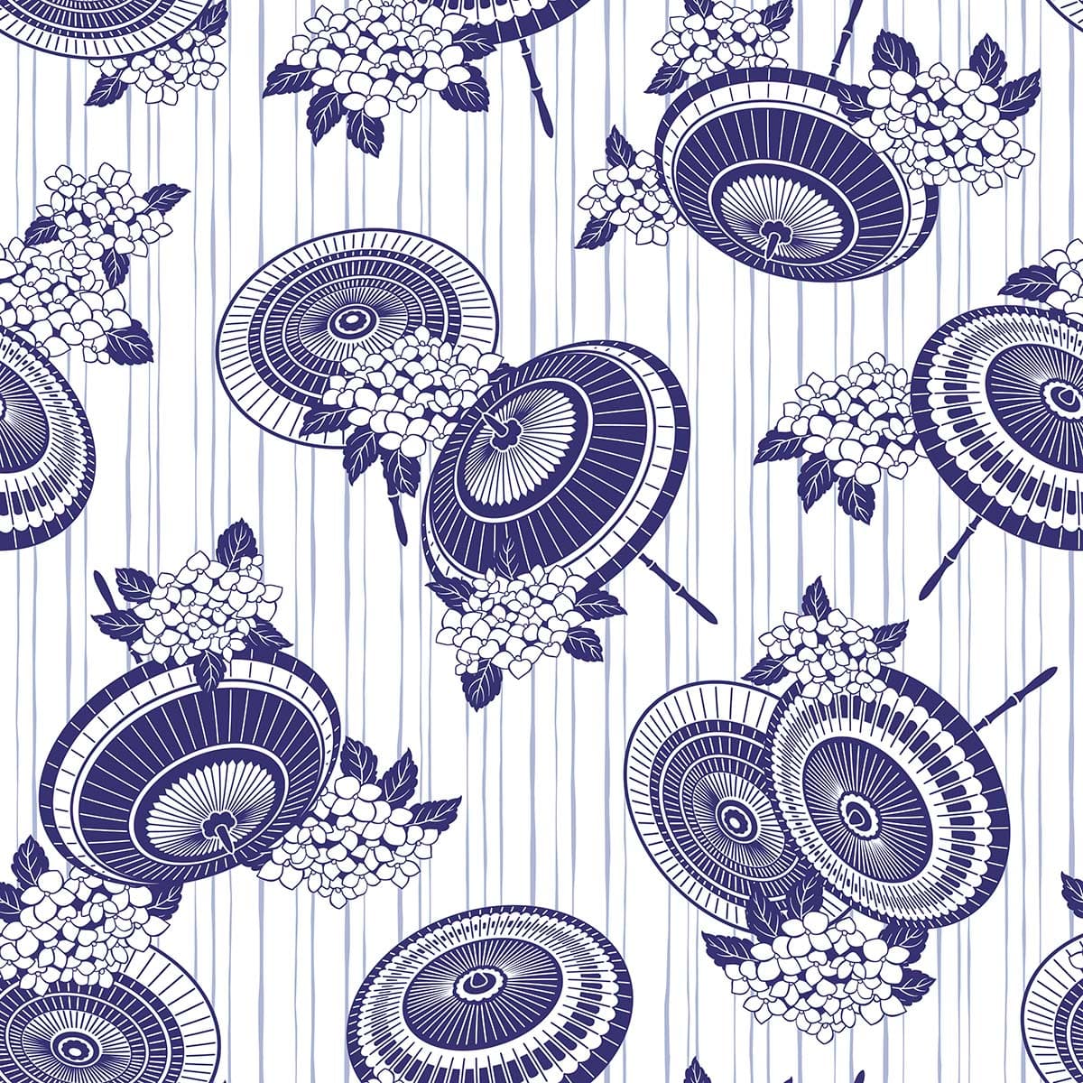 A pattern of umbrellas and flowers pattern detail