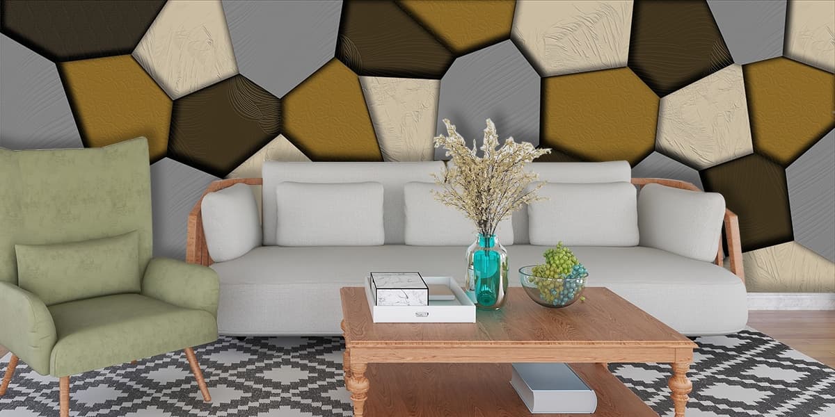 Modern Artistic Shape Explosion Wall Decor wallpaper shown in a room