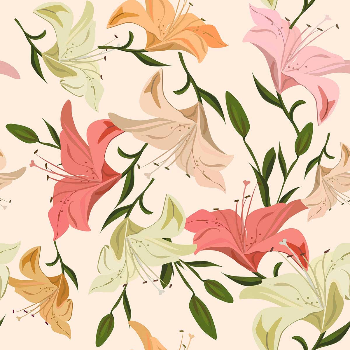 A pattern of flowers on a white background pattern detail