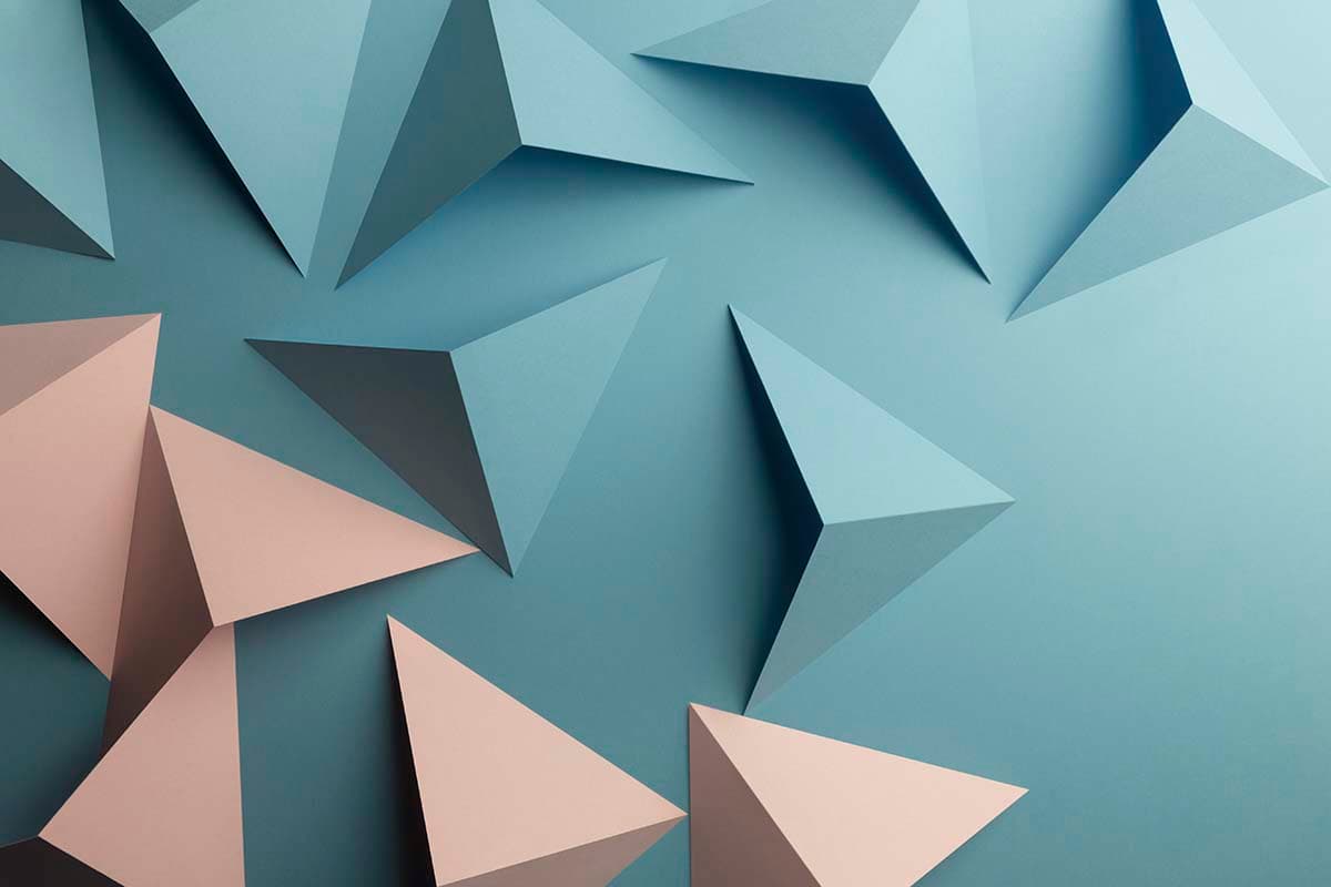 A group of triangles on a blue surface pattern detail