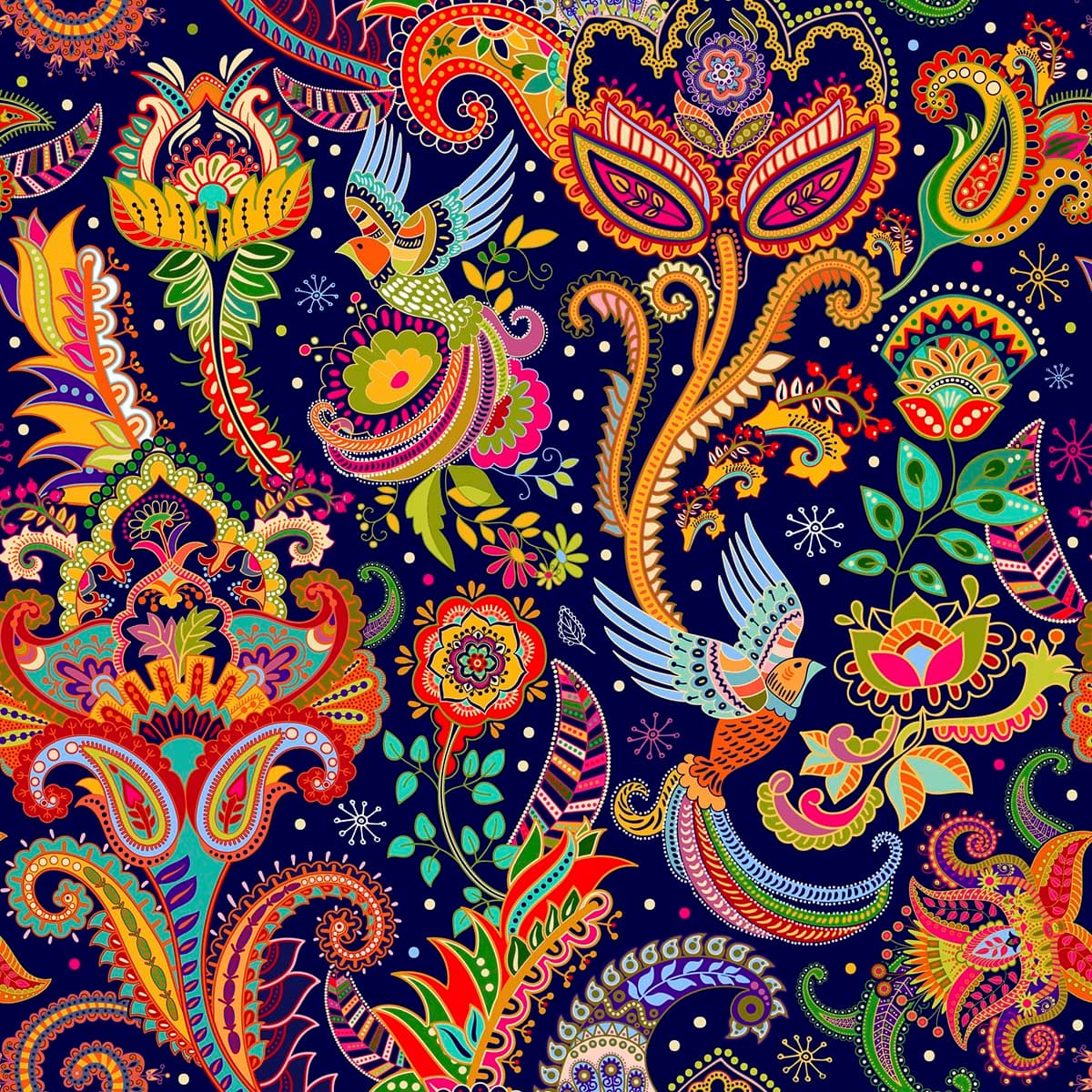 A colorful pattern on a blue background pattern detail