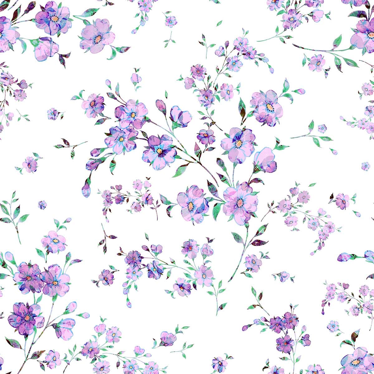 Aesthetic Purple Floral Pattern Wall Decor Wallpaper pattern detail