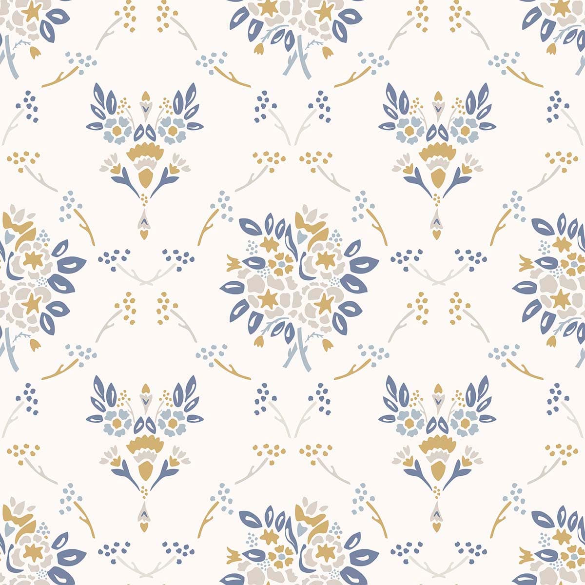 Floral and Leaf Pattern Botanical Wall Mural Wallpaper pattern detail