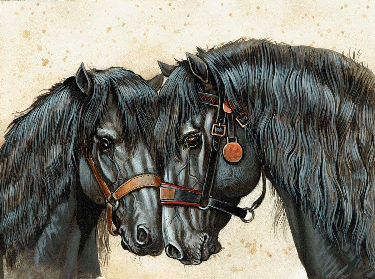 Black Horses Wallpaper pattern detail
