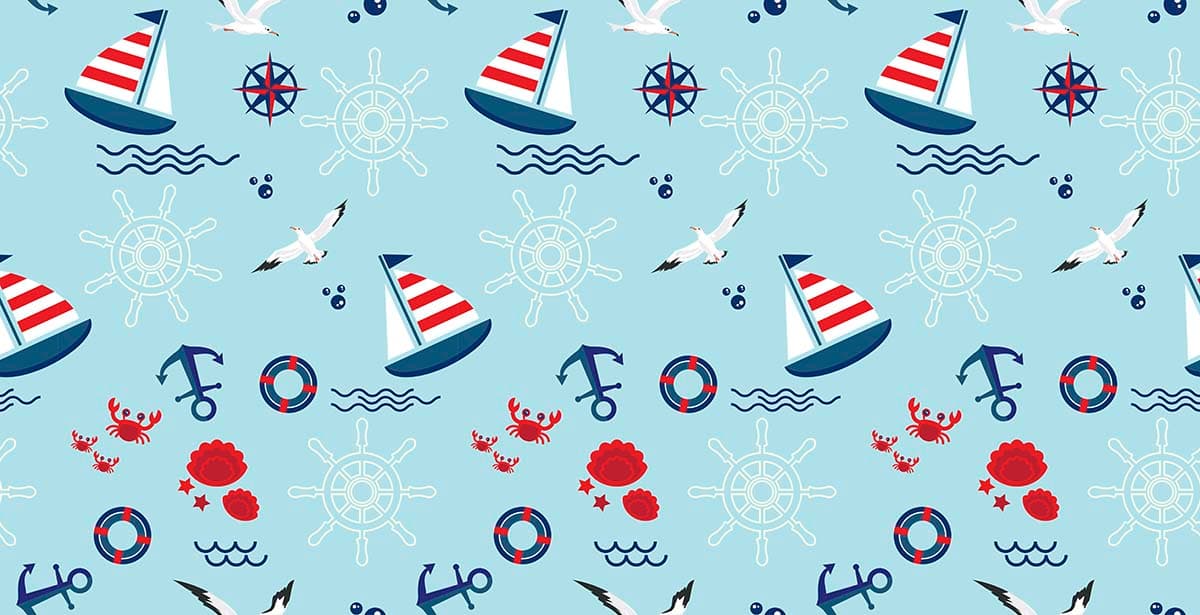 Nautical Sailboat Kids Wallpaper pattern detail