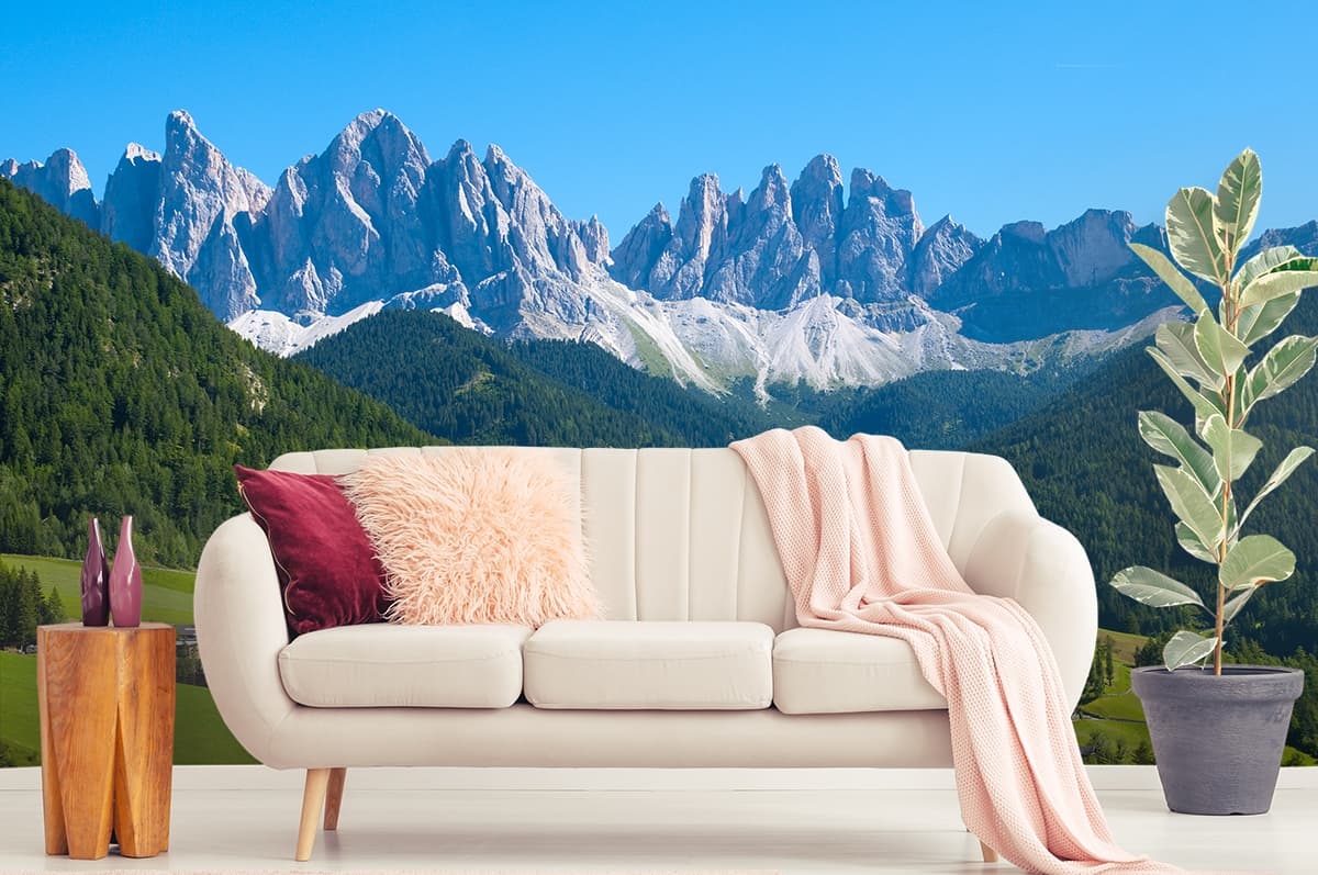 Mountain Wallpaper, Green hills shown in a room