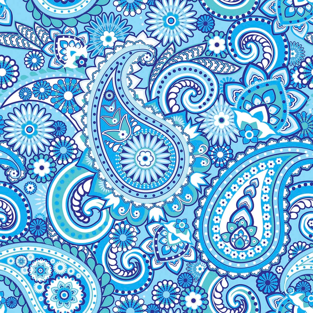 Blue and White Paisley Pattern Wallpaper for Walls pattern detail