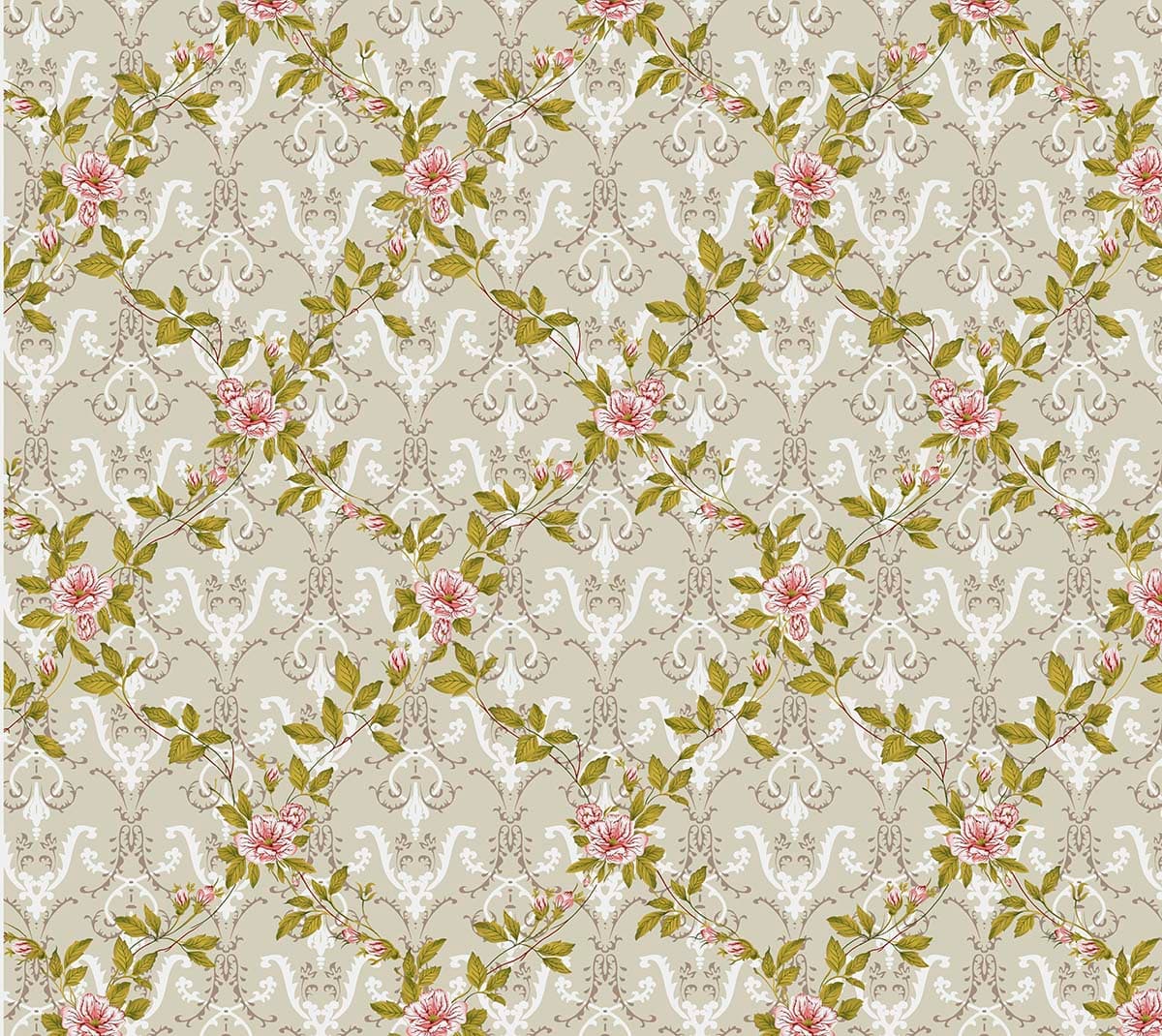 A Seamless Pattern of Green Creepers pattern detail