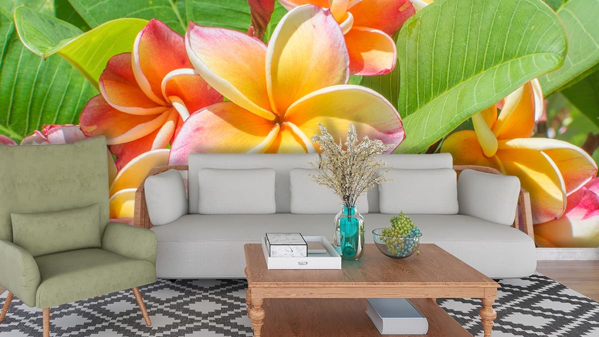 Elegant Exotic Flower Feature Wall Wallpaper shown in a room