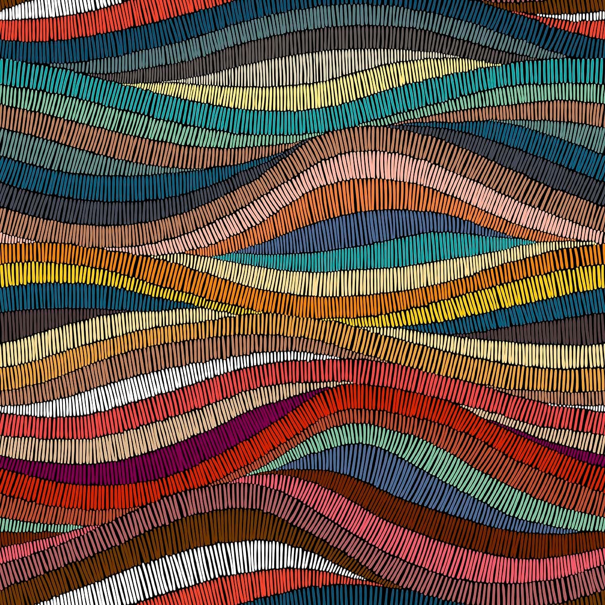 Colorful Wavy Lines Abstract Pattern Wallpaper pattern detail