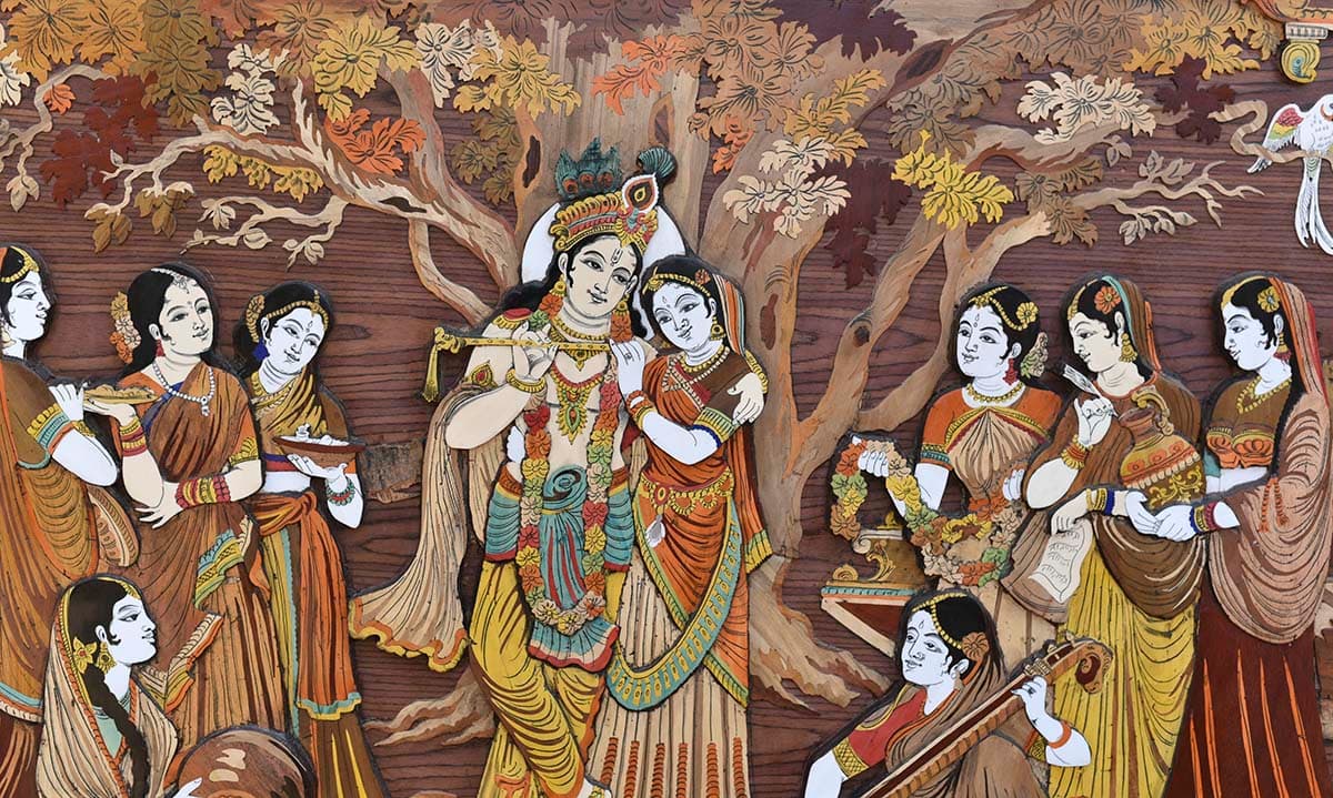 Beautiful Radha Krishna Wallpaper Mural For Creating A  Focal Wall pattern detail
