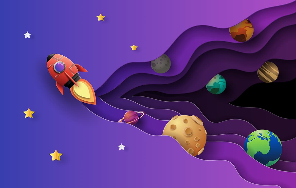 Cosmic Wave Rocket Wallpaper pattern detail