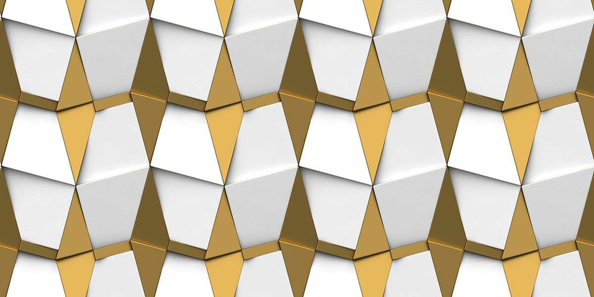 A white and gold triangle shapes pattern detail