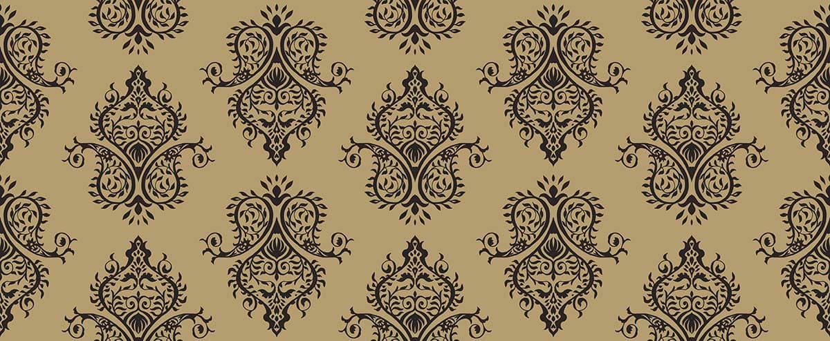 A pattern of black and tan designs pattern detail