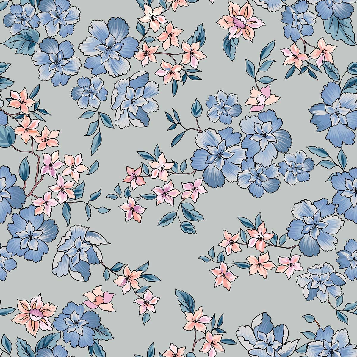 Sunshine Garden Floral Wallpaper pattern detail
