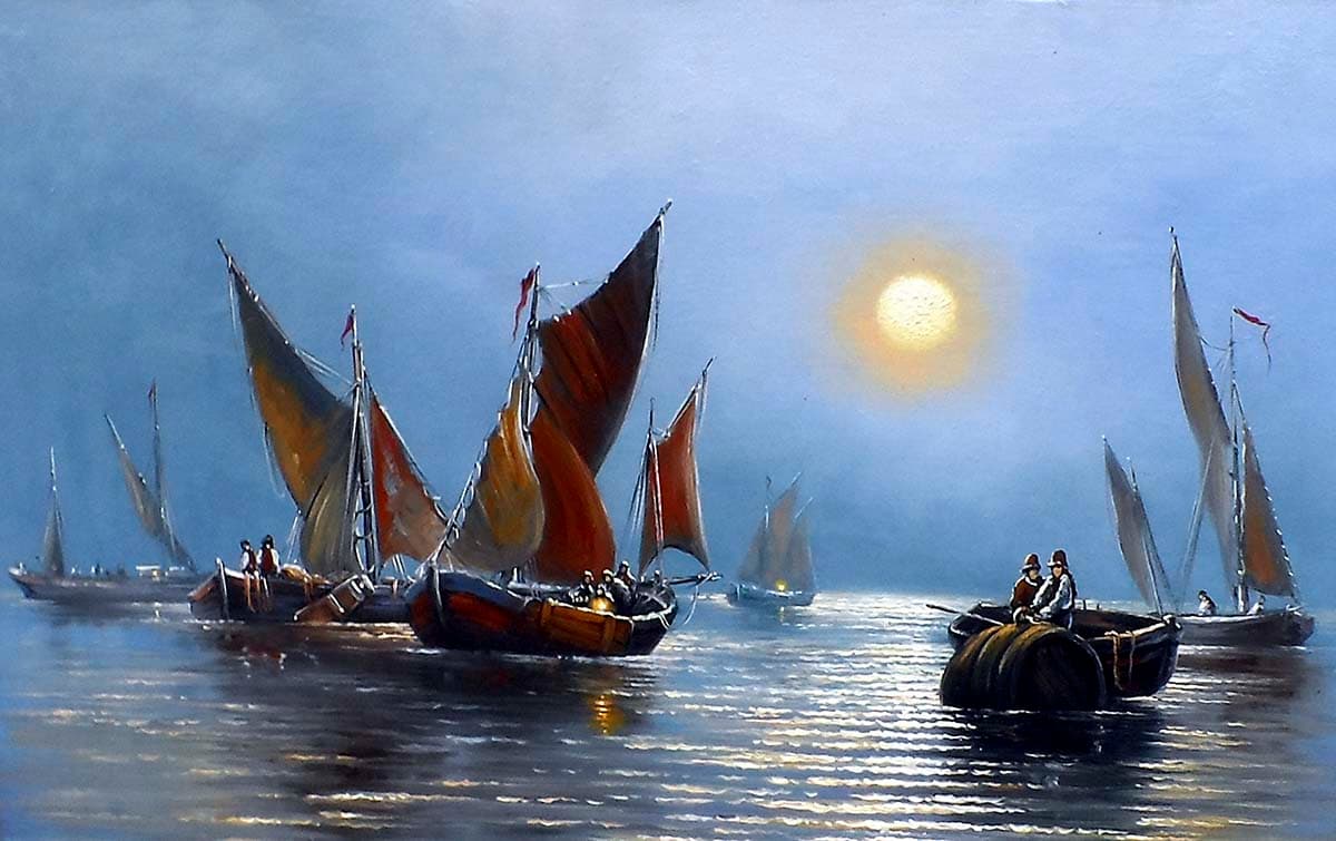 Ocean Scenery Painting Wallpaper pattern detail