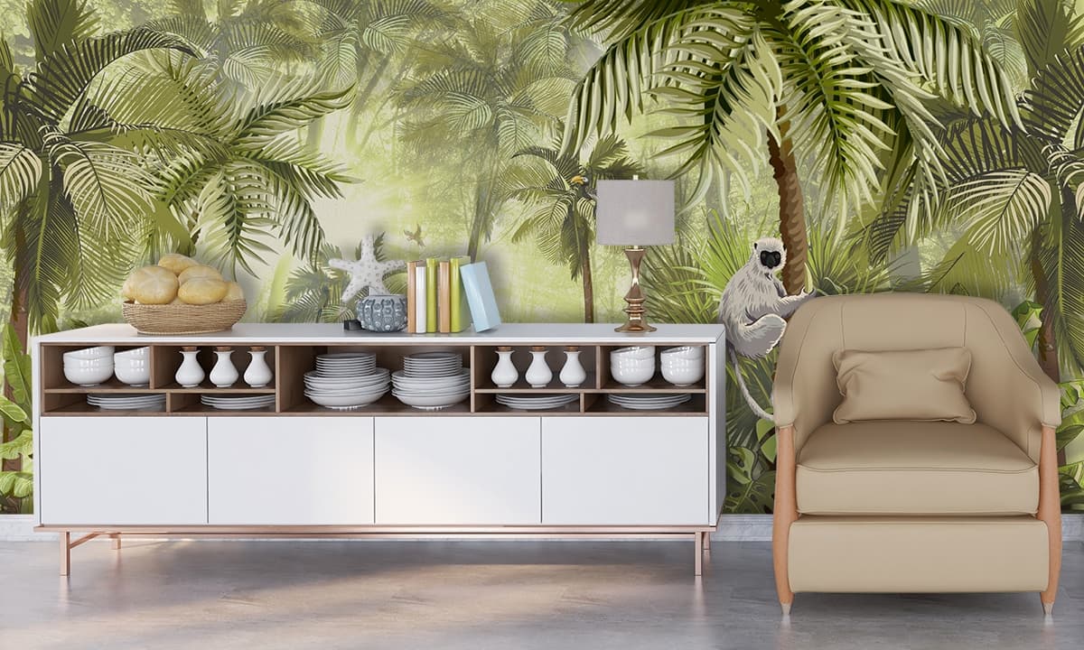 Monkey in Forest Wallpaper for Walls shown in a room