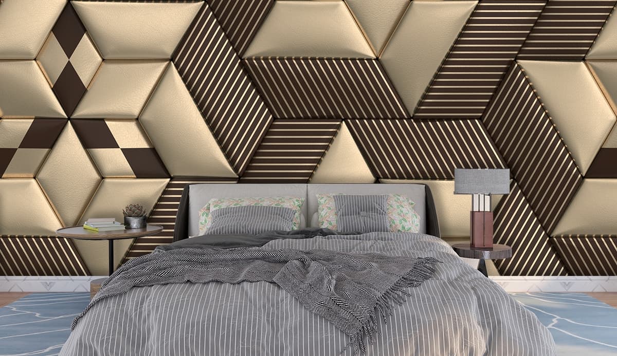 A Seamless Geometric Lines Wallpaper shown in a room