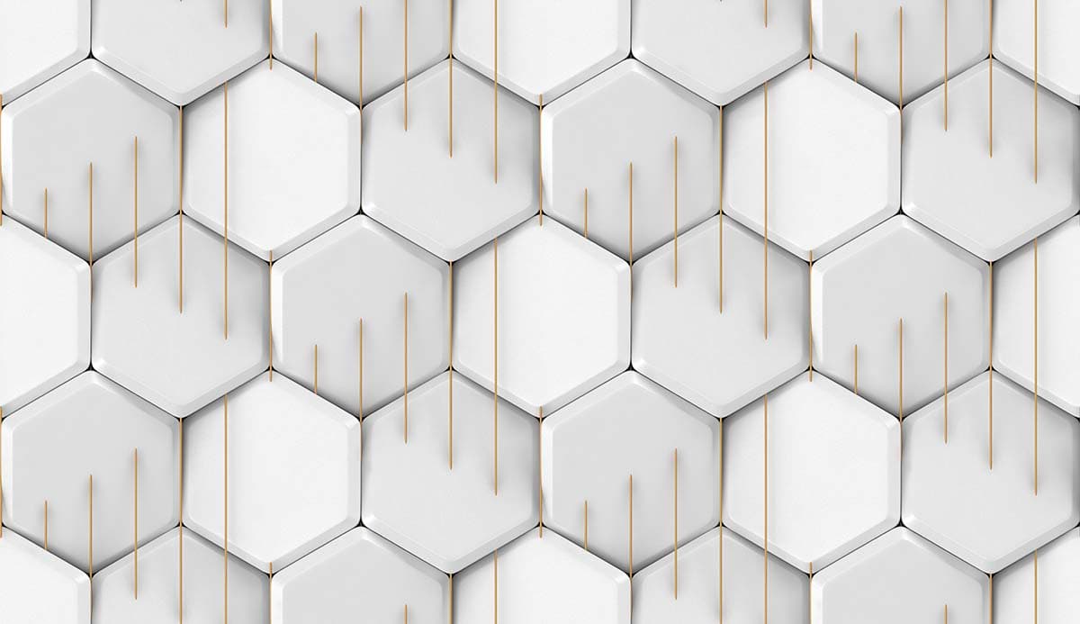 Orange Pin Hexagon Pattern Geometric Wallpaper pattern detail