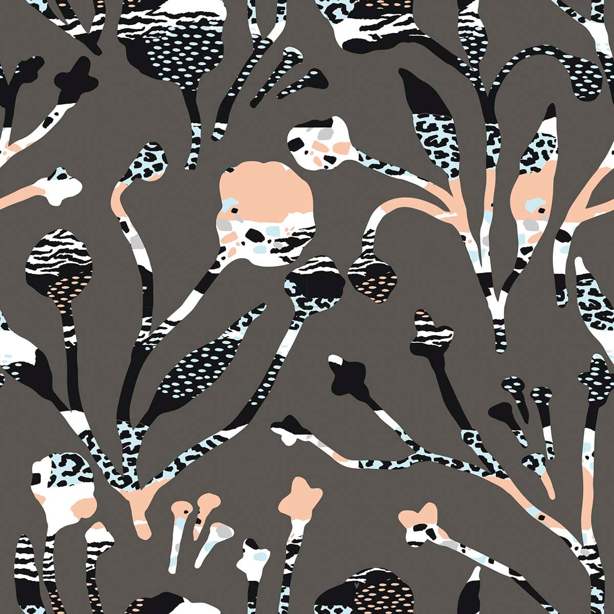An Abstract Wallpaper Pattern of Flowers and Leaves pattern detail