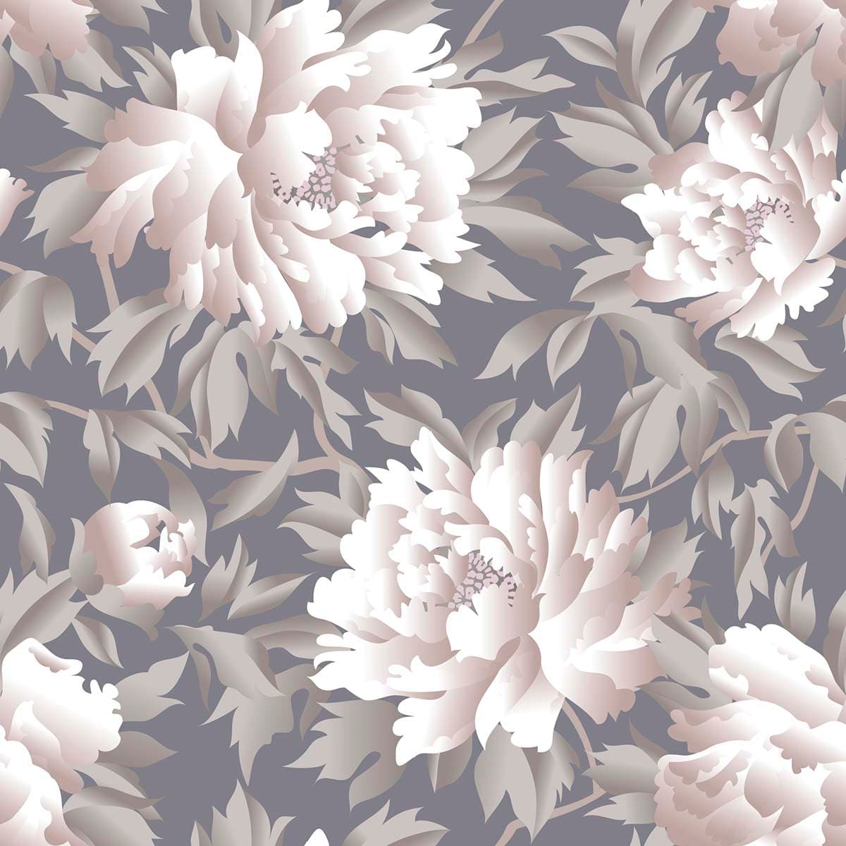 A Pattern of White Flowers and Leaves pattern detail