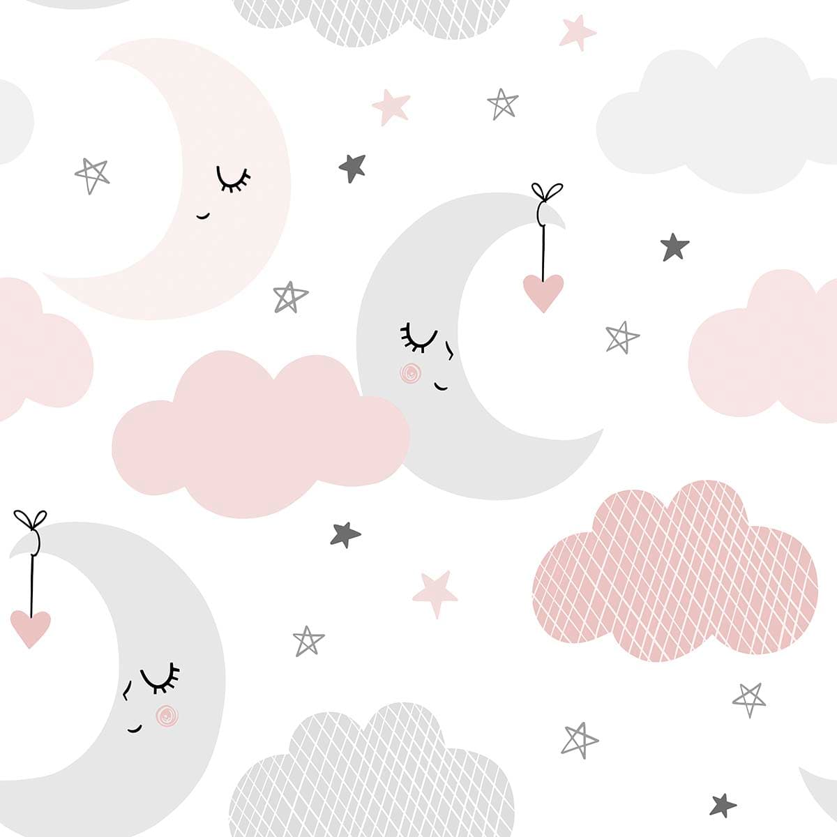 Pastel Moonlight Baby Room Mural pattern detail
