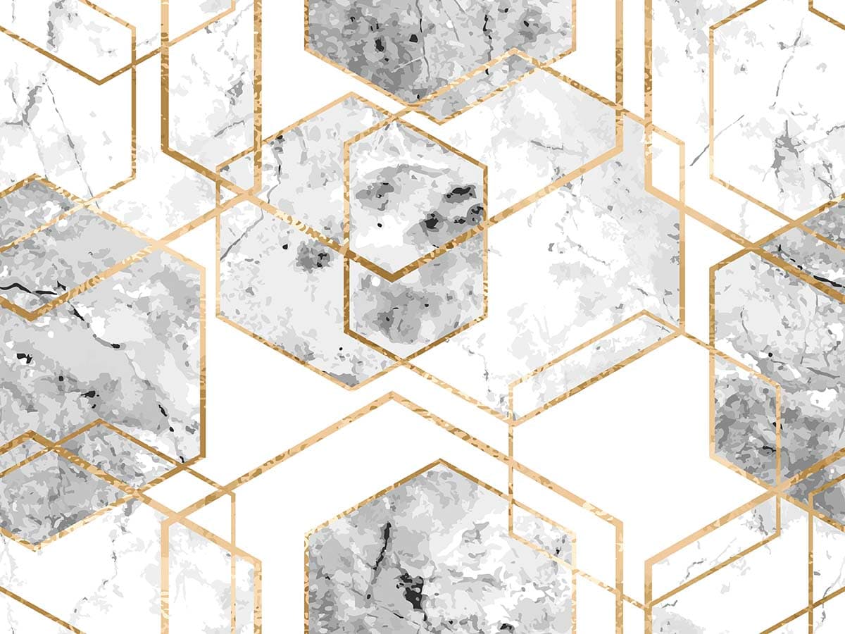 Marble and Gold Hexagon Geometric Luxury Interior wallpaper pattern detail