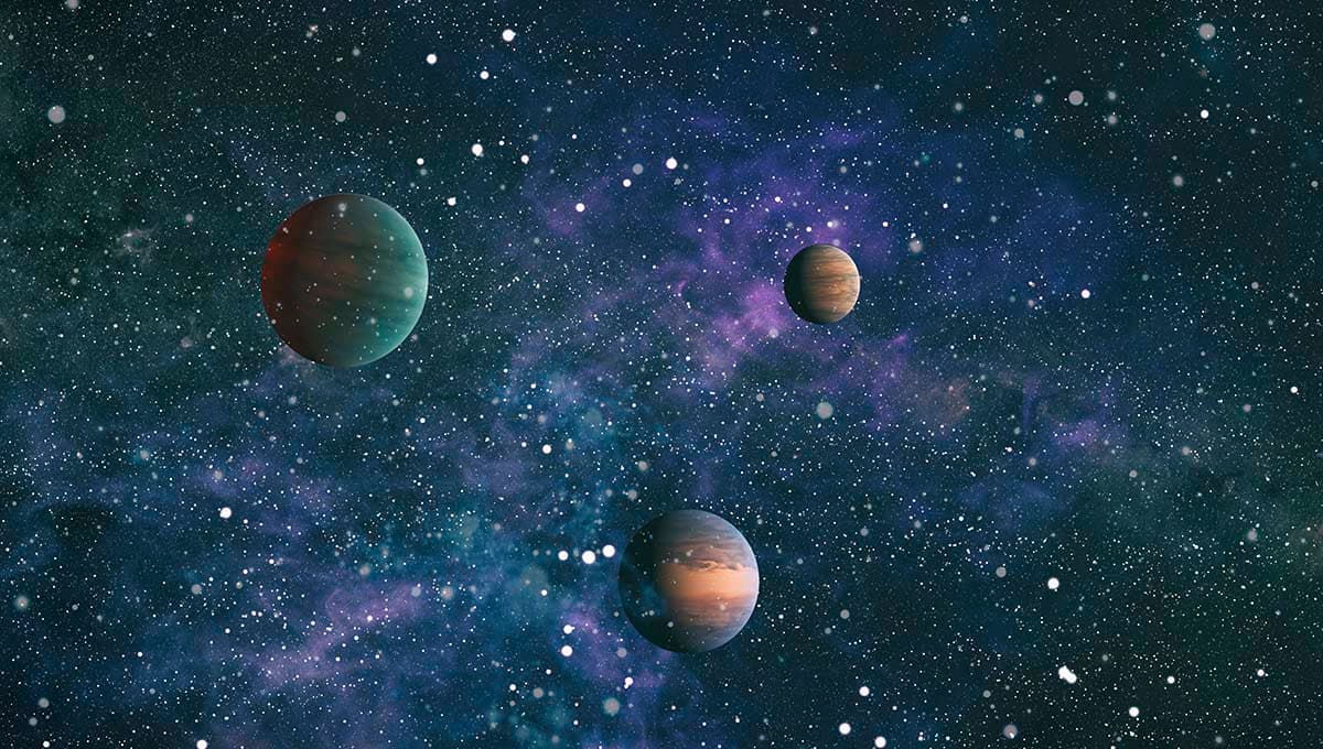 Colorful Planets in Space Galaxy Theme Wall Mural Wallpaper pattern detail