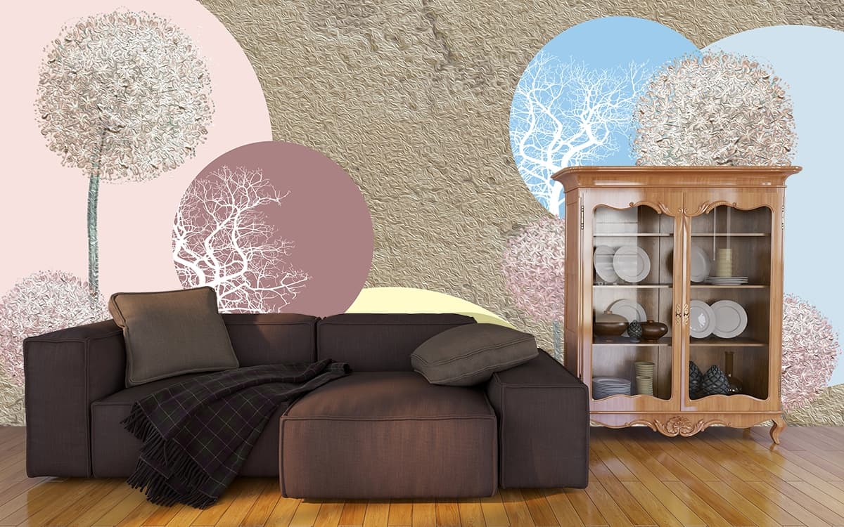 A Group of Trees with Circles shown in a room