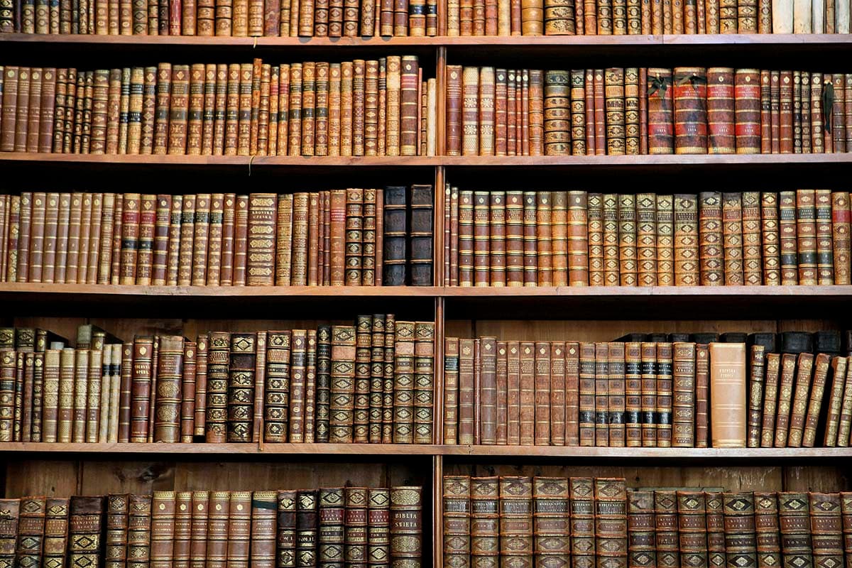 Books on Shelf Library Collection Design wallpaper pattern detail
