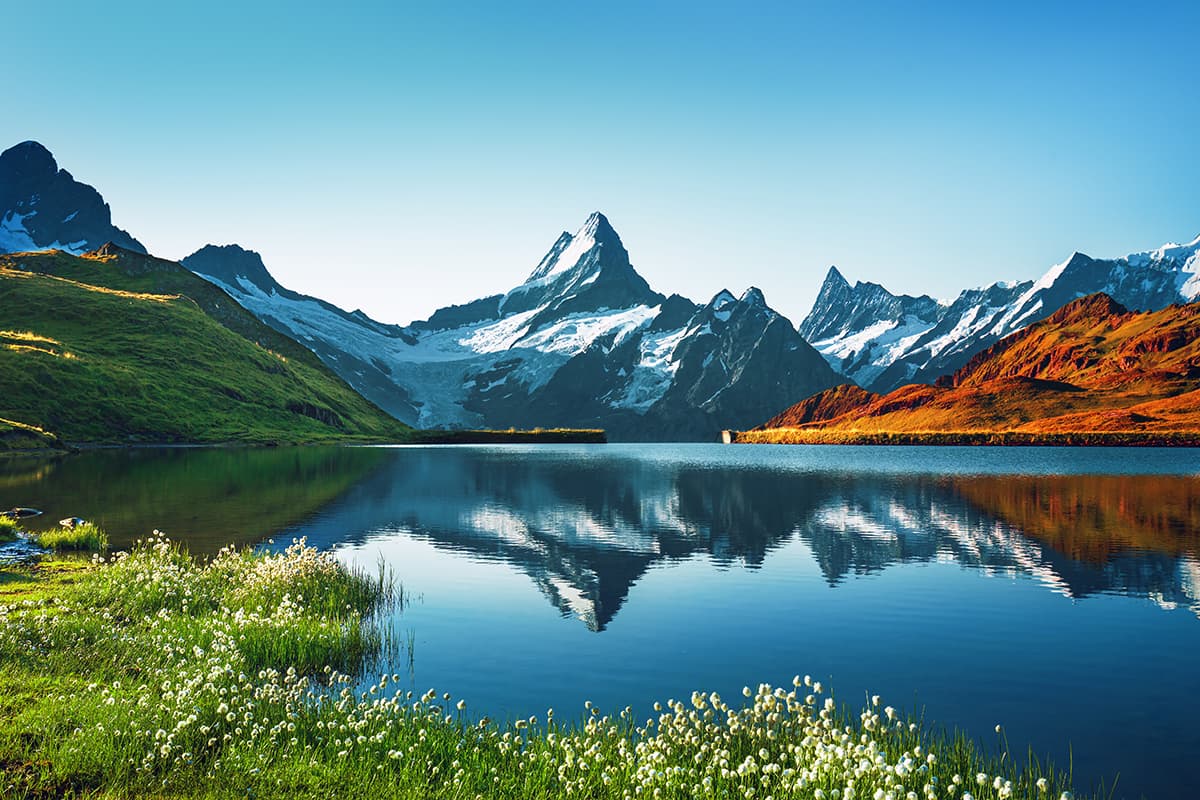 Luxury Snow Mountain Lake Wall Mural Scenic Wallpaper pattern detail