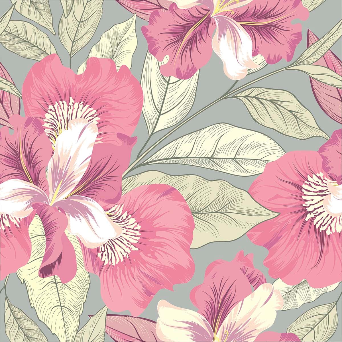 An Artistic Painting like Wallpaper of Flowers pattern detail