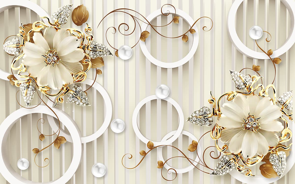 Royal Flower Wallpaper For Living Room pattern detail