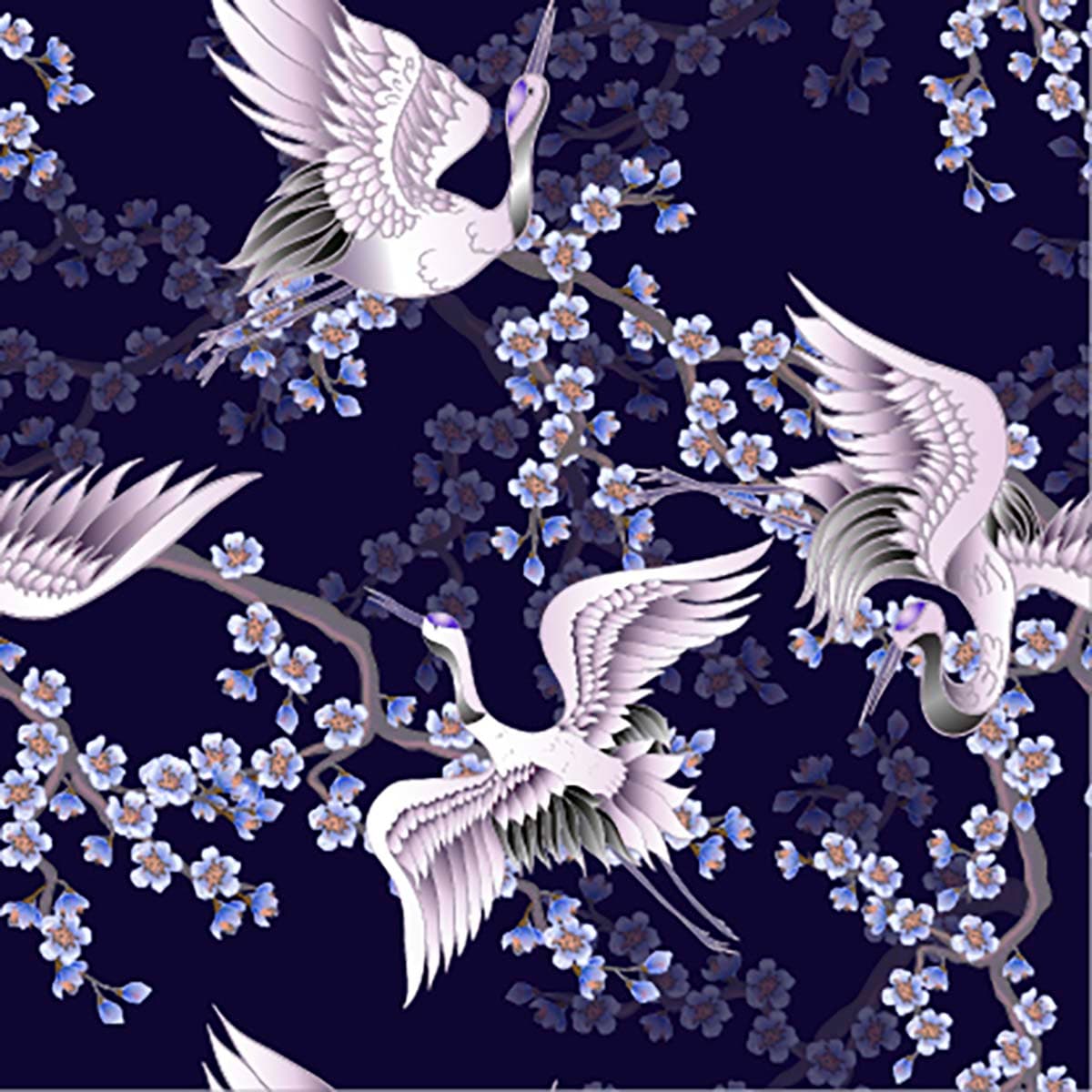 A pattern of birds on a branch pattern detail