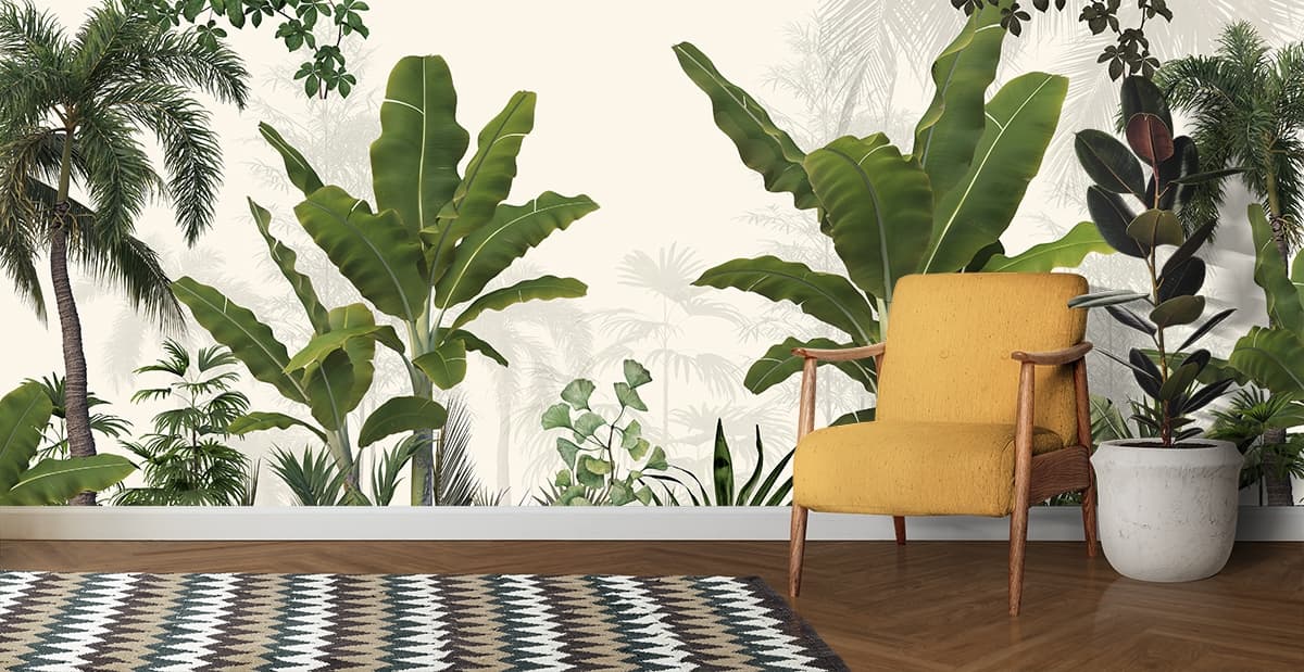 Tropical Rainforest Symphony Wallpaper shown in a room