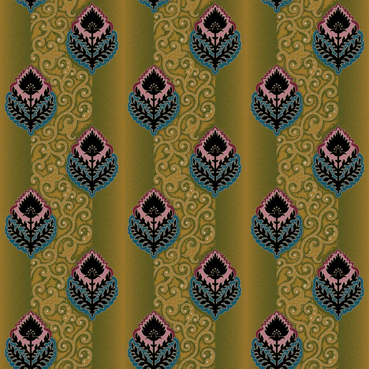 A pattern of leaves and swirls pattern detail