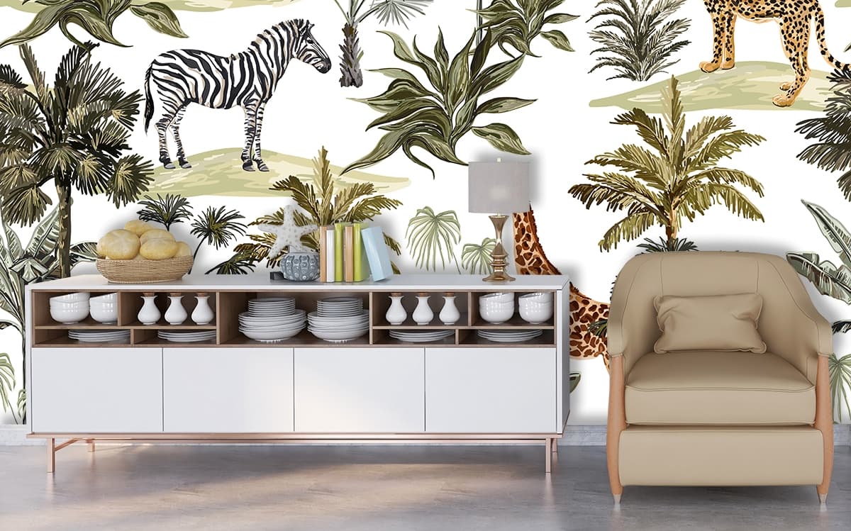 Luxury African Safari Wallpaper shown in a room