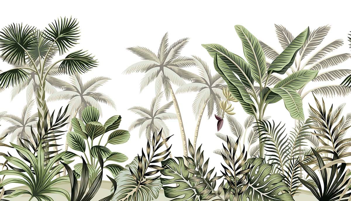 A group of tropical plants pattern detail